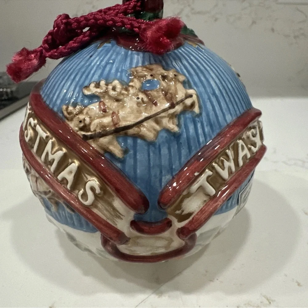 Vintage Fitz and Floyd Hand Painted Christmas Pomander diffuser Ball Ornament